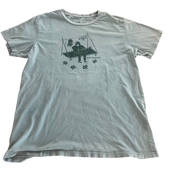 Patagonia Portaledge Concert Organic Short Sleeve Blue Green T-Shirt-Slim Large - Picture 1 of 5